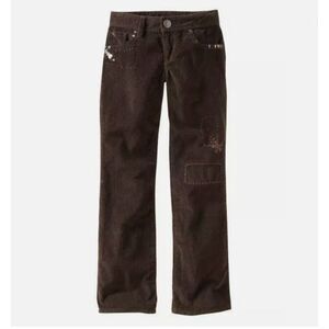 New Gap Kids distressed embellished brown corduroy cords straight pants jeans 6